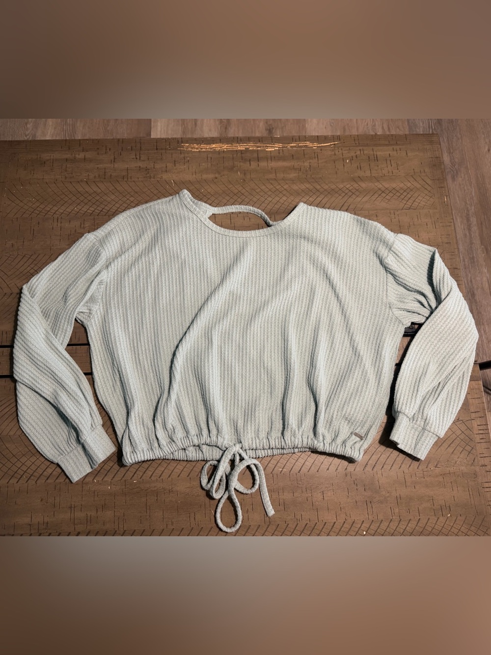 Hollister Sage Green Cropped Drawstring Hem Sweatshirt